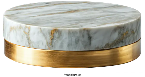 [Transparent Background PNG]Round Marble and Gold Decorative Tray
