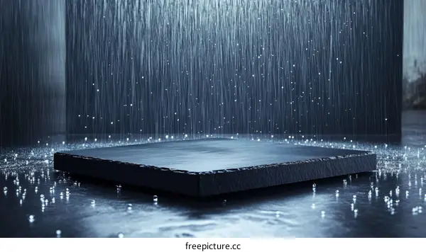 Raining Water on a Dark Stone Platform