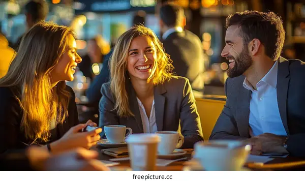 Business People Enjoying Coffee in a Cafe