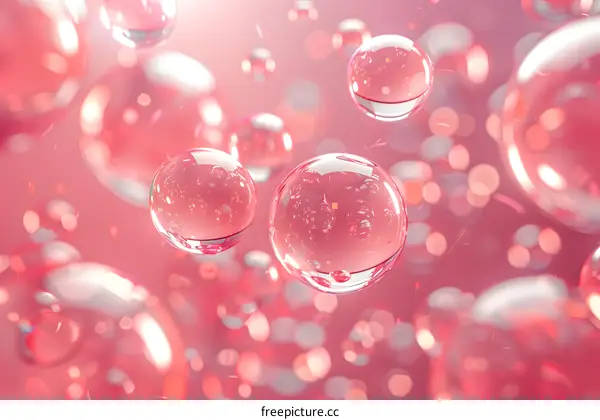 Floating Transparent Bubbles on Pink
