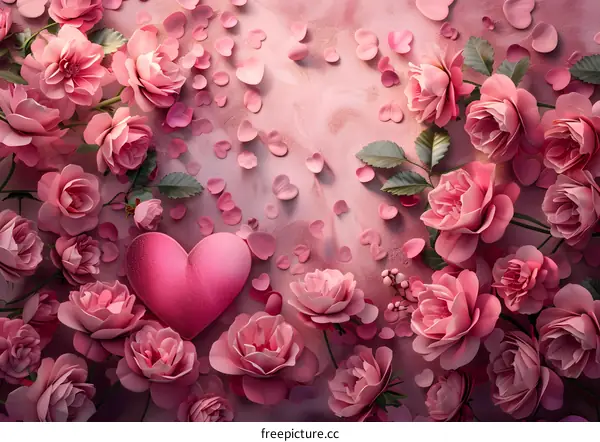 Pink roses and a heart