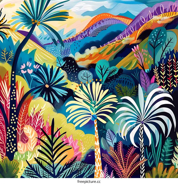 Abstract Illustration of Tropical Jungle