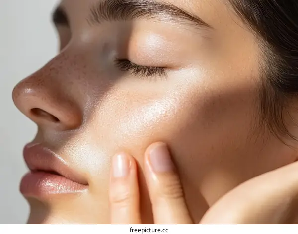 Closeup Beauty Portrait of a Woman with Radiant Skin