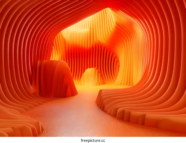 Orange Abstract Geometric Space Art