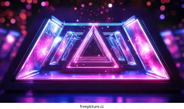 Abstract Neon Triangular Tunnel