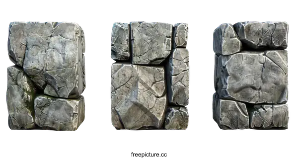 [Transparent Background PNG]Three Stone Blocks Isolated