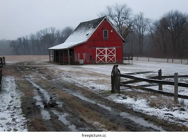 Red Barn in the Snow