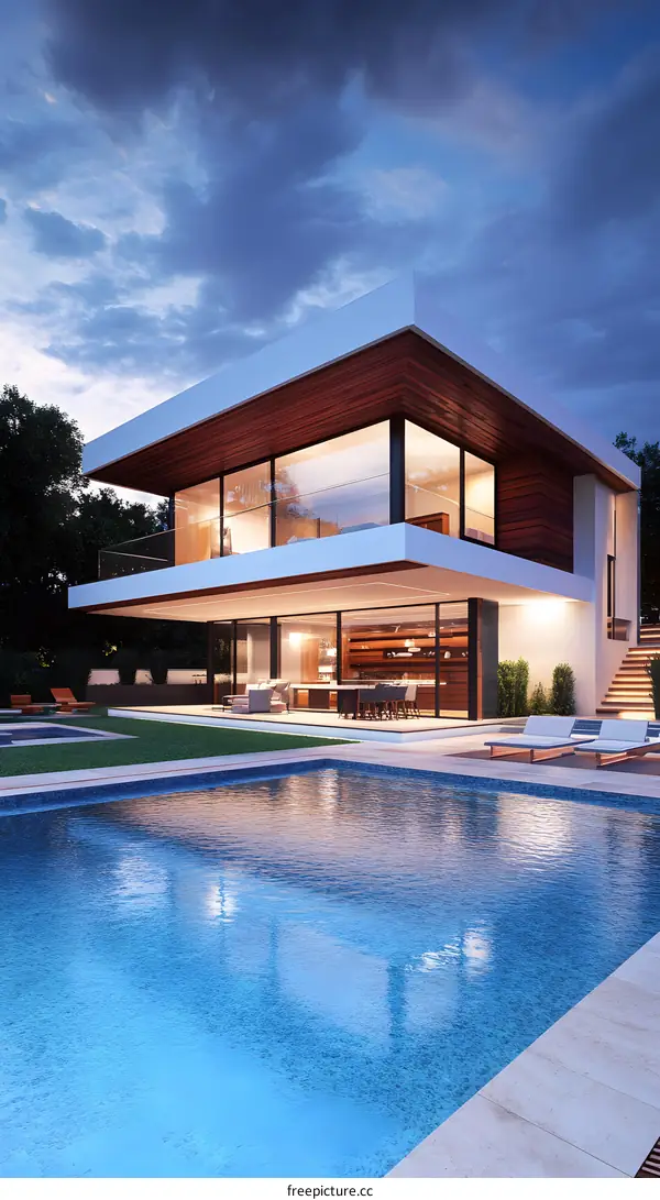 Modern House with Swimming Pool and Patio