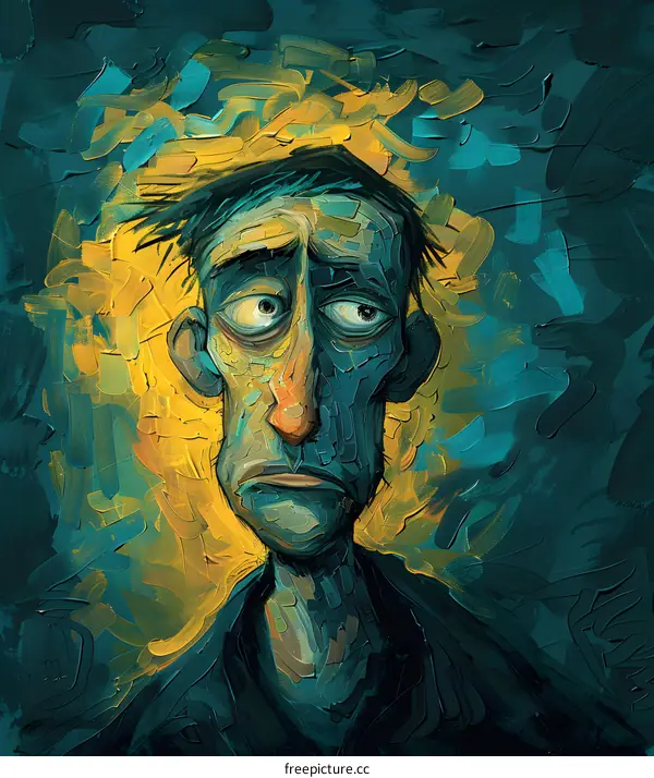 An illustration of a man with a sad expression on his face.