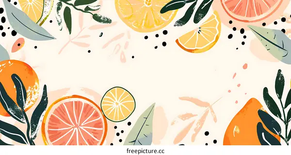 Abstract Orange Fruit Summer Illustration