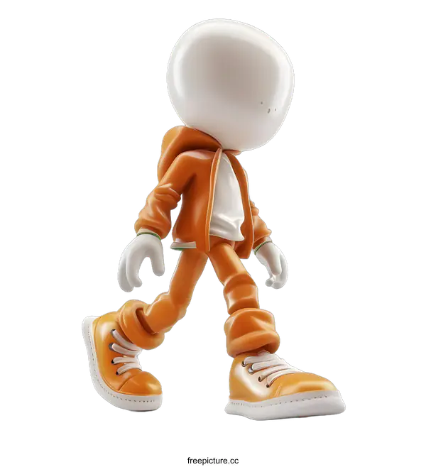 [Transparent Background PNG]Orange Hooded Figure Walking