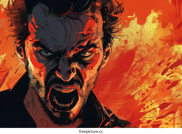 Portrait of a man screaming