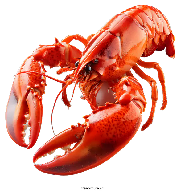 [Transparent Background PNG]A bright red lobster on a white background