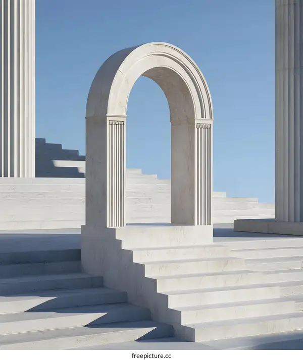 Marble Archway with Steps and Pillars