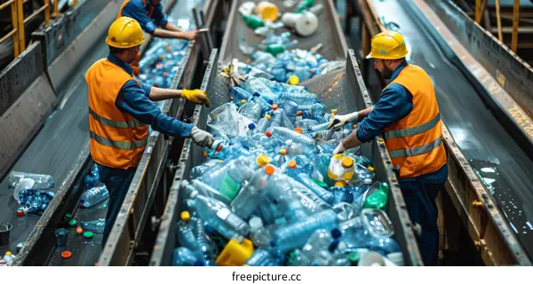 Recycling Plastic Bottles Factory Workers