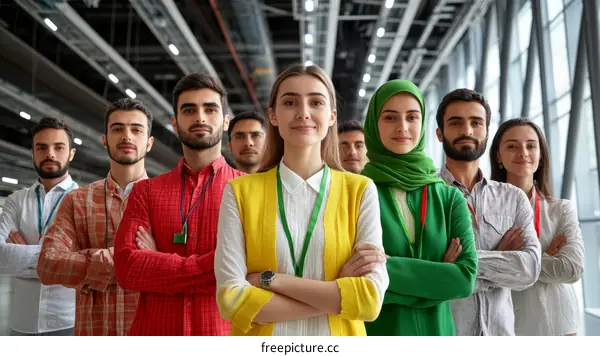 Diverse Team of Professionals in Modern Facility