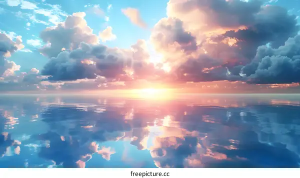 Sunset over the sea with beautiful clouds