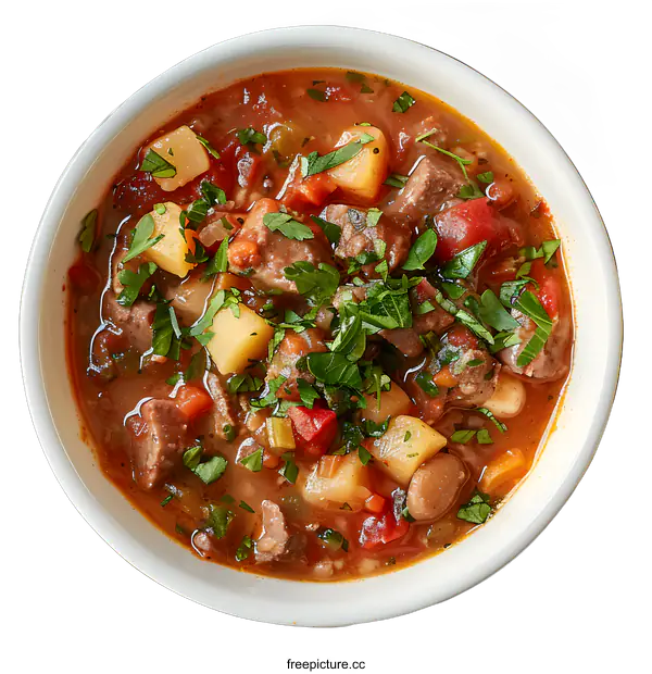 [Transparent Background PNG]A bowl of beef and vegetable soup