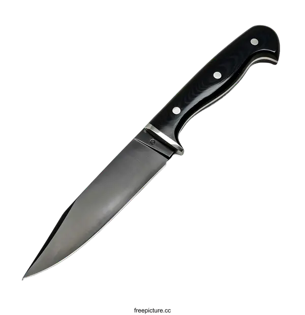 [Transparent Background PNG]Black Handle Hunting Knife With White Background