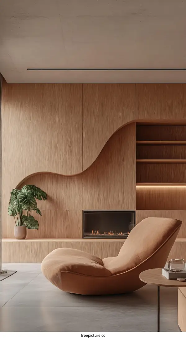 Modern Stylish Living Room with  Beige Recliner