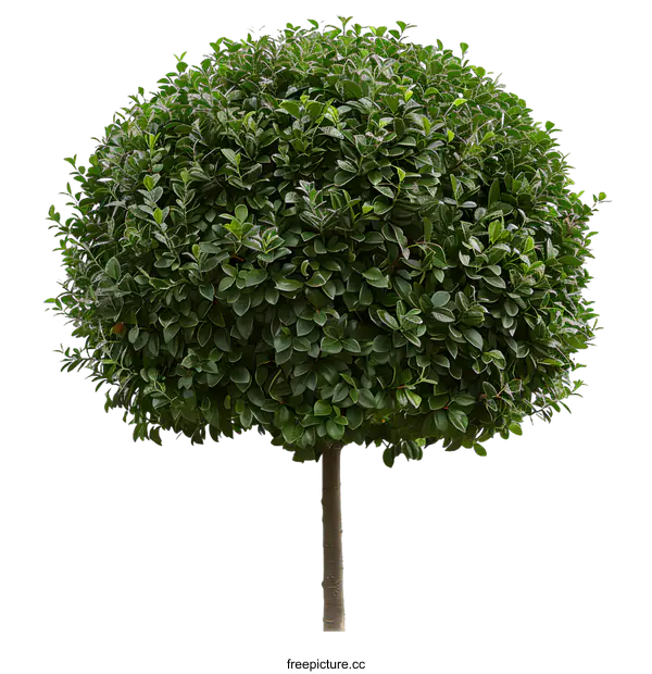 [Transparent Background PNG]Green Tree With Round Canopy Isolated On White Background
