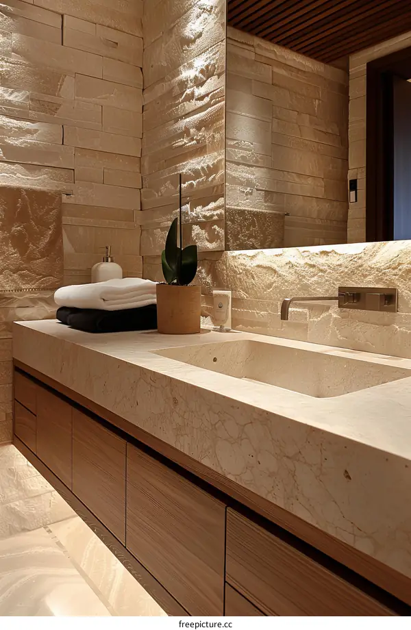 Modern Minimalist Bathroom Vanity with Stone Countertop
