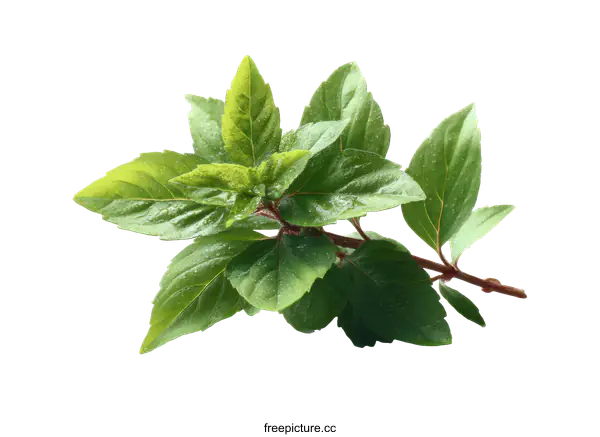[Transparent Background PNG]Fresh Mint Leaves Closeup