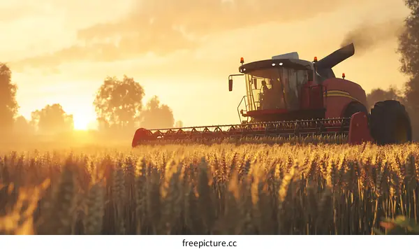Golden Wheat Field Harvest at Sunrise