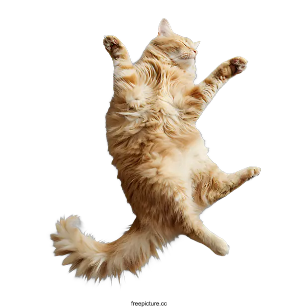 [Transparent Background PNG]Ginger Cat Sleeping On Its Back With Paws Up