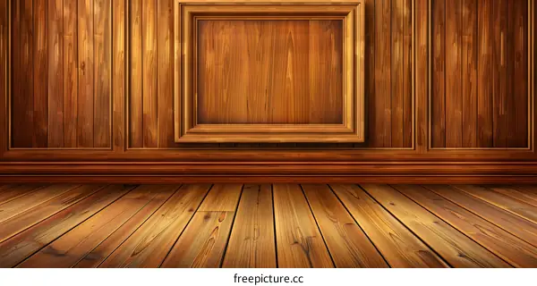 Wooden Wall and Floor Room Interior Background