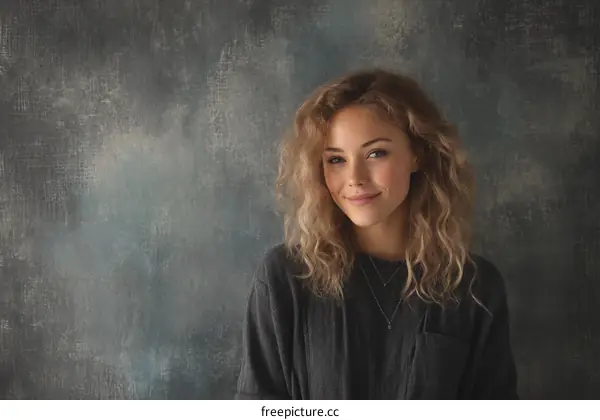 Woman with Curly Hair Studio Portrait