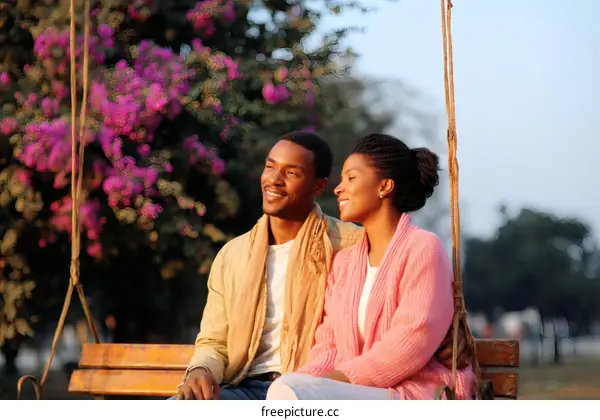 Couple Enjoying a Swing in a Park