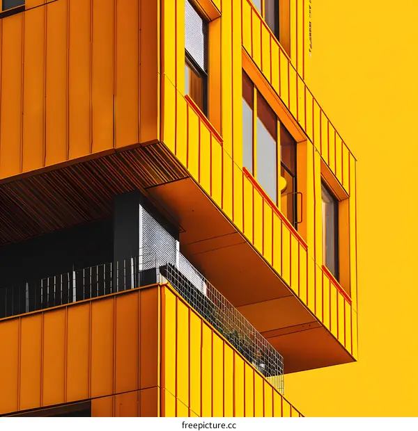 Yellow Building Exterior With Red Lines