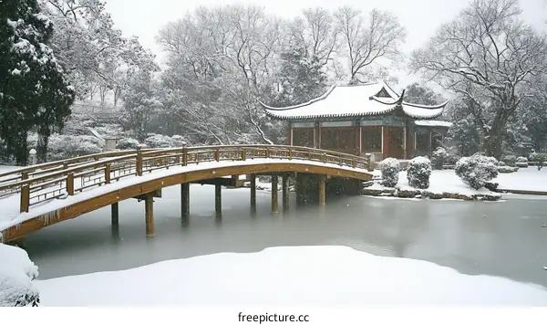 Winter Wonderland Chinese Garden Scenery