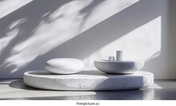 Modern Minimalist White Stone Display Platform