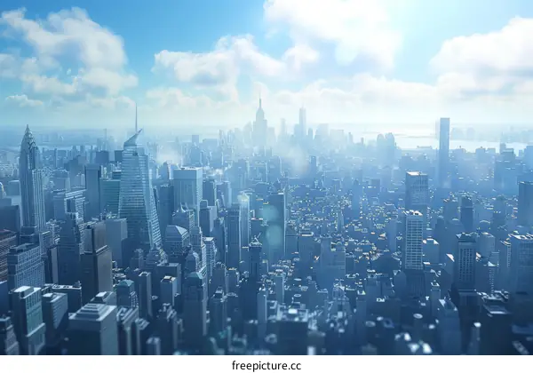 Manhattan Skyline Photography: Blue and White Cityscape