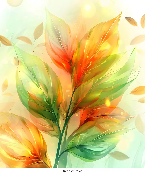 Colorful leaves of a plant with a blurred background