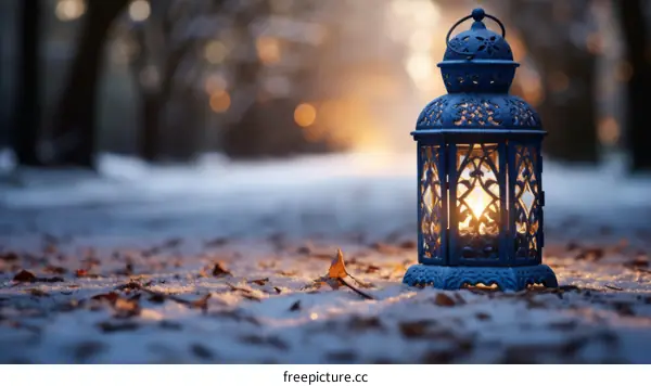 lantern in the snow