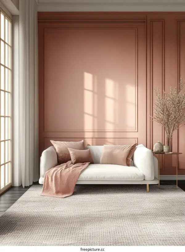 Modern Living Room Interior Design with Beige Rug