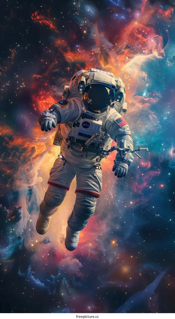 Astronaut Floating in the Vastness of Outer Space