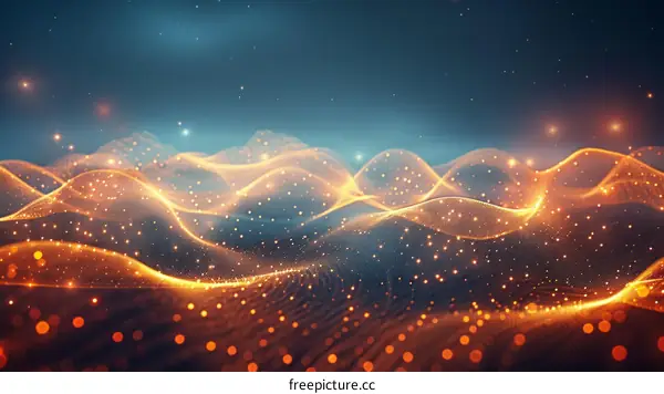 Abstract Futuristic Glowing Orange Wave Background
