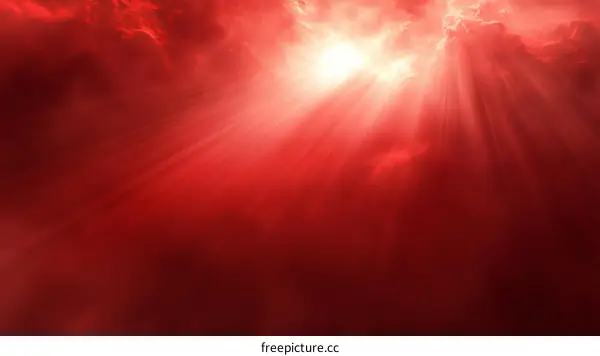 Radiant Light Breaking Through Red Clouds