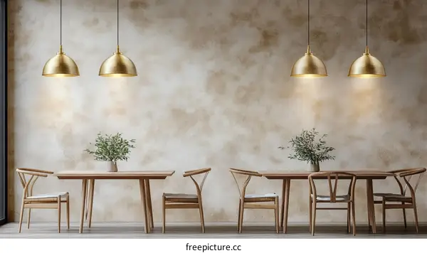 Modern Dining Room Interior with Pendant Lights