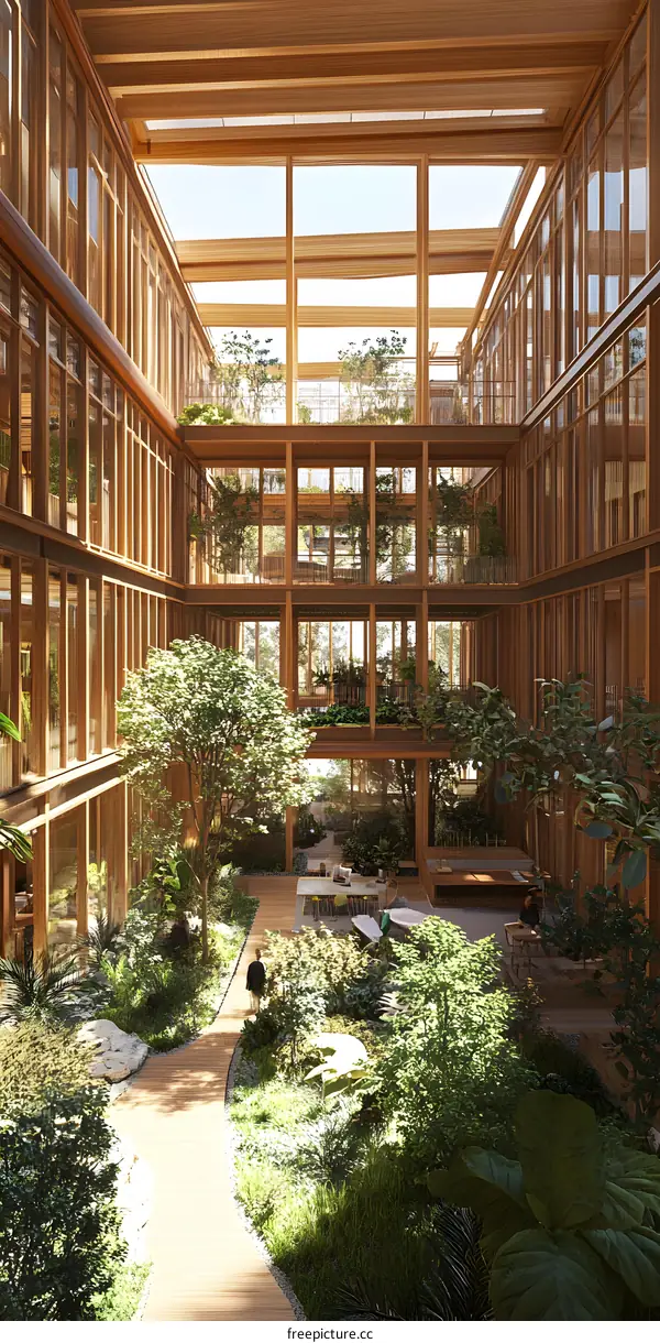 Wooden Structure Building with Inner Garden