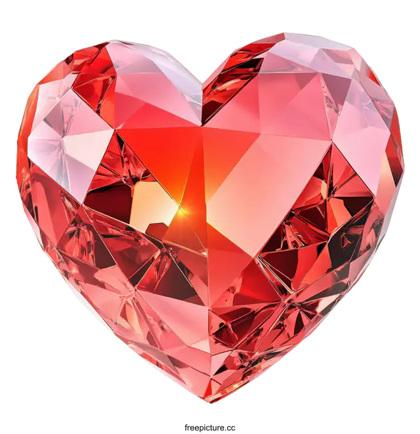 [Transparent Background PNG]Red Heart Shaped Crystal Gem