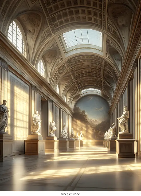 Classic Statues Inside Of A Historic Building