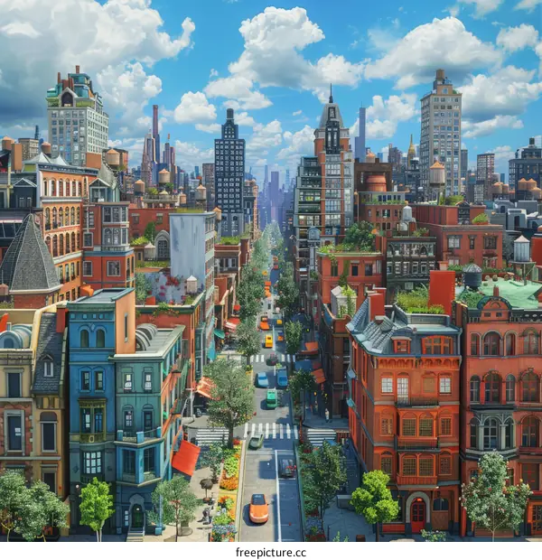 City and Greenery with Modern Skyscrapers