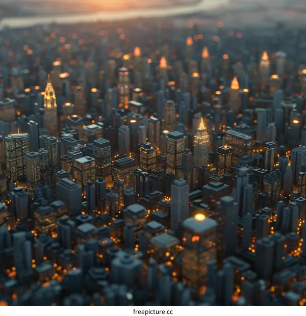 Overlooking A City's Skyline At Night