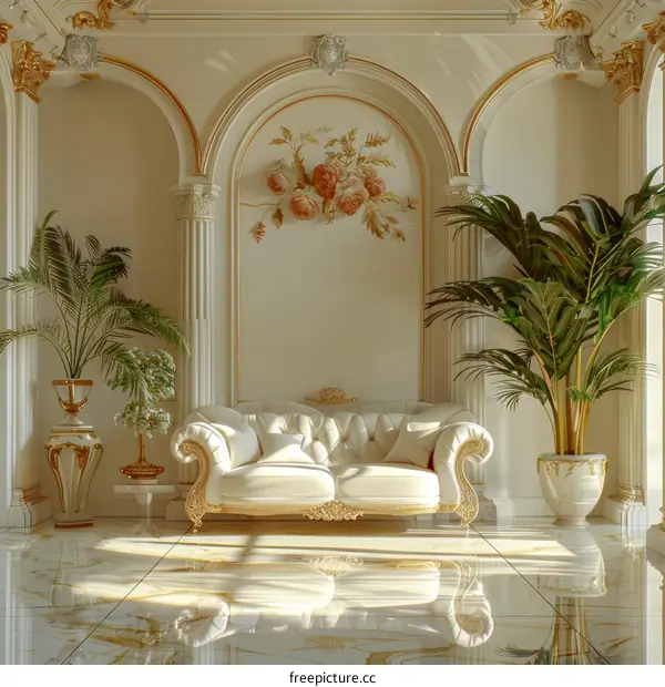 Luxury Cream Living Room with Golden Accents