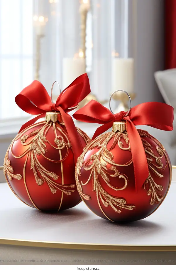 Red and gold Christmas ornaments
